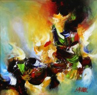 S. M. Naqvi, Acrylic on Canvas, 18 x 18 Inch, Abstract Painting, AC-SMN-018